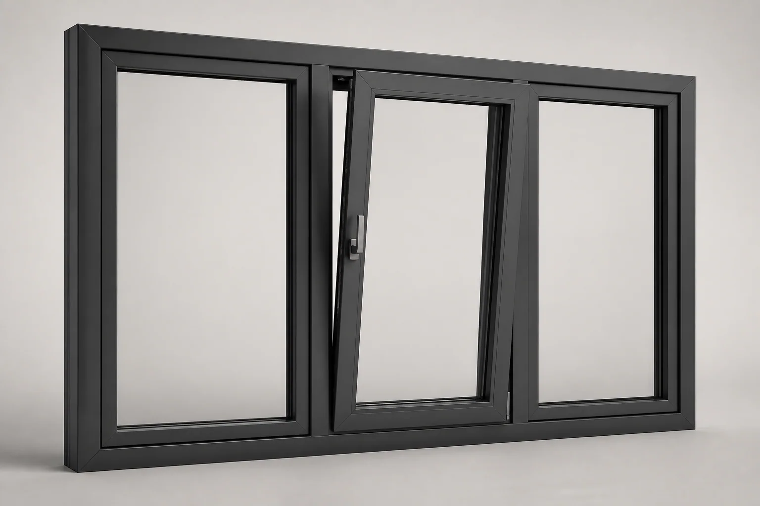 Isolated illustrative anthracite aluminium window-system product render